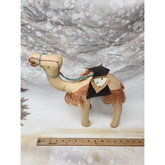 Vtg Arabian Dromedary Camel Hand Stitched Stuffed Leather Nativity Figurine 12" - Picture 3 of 5